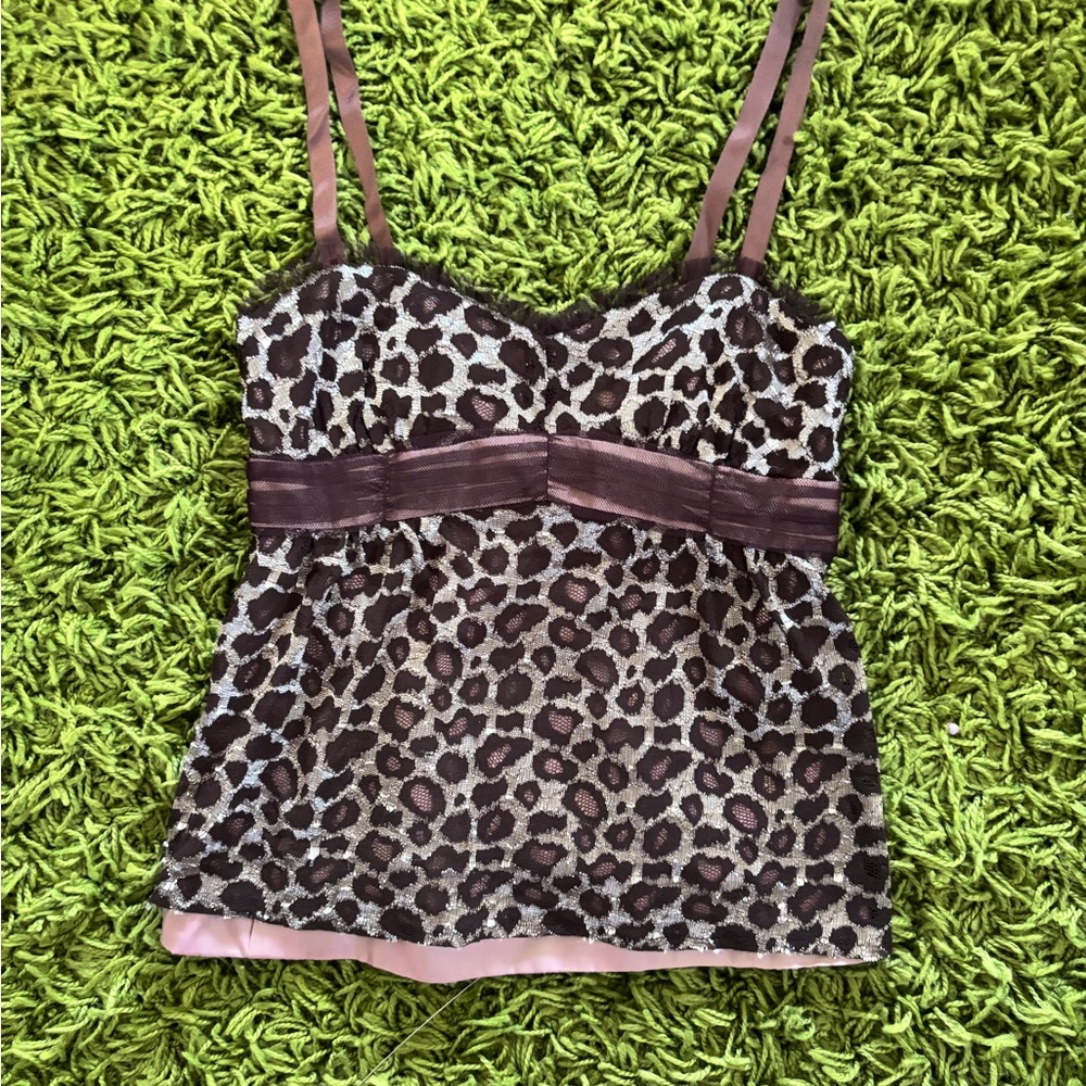 Nanette Lepore Animal Print Camisole Corset in Brown and Cream
